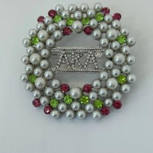 For ALPHA KAPPA ALPHA Pearl, Pink,Green Brooch